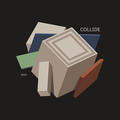 Collide adobe architecture black block box collide cube design digital editorial geometry illustration minimal perspective vector