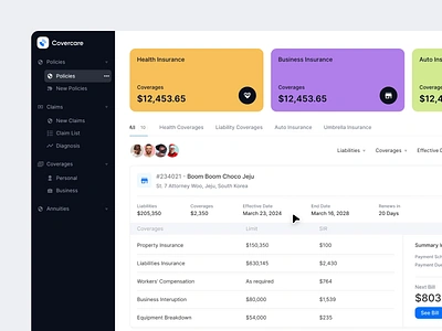 Digisurance - Insurance Web App analytics animation b2b components dashboard data visualization design dipa inhouse finance healthcare insurance modal pop up product design saas startup ui ux web app