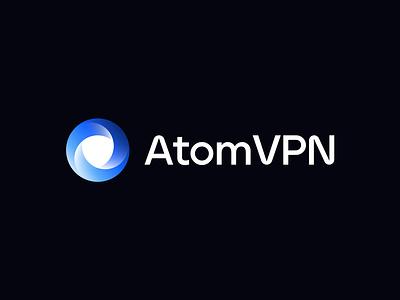 AtomVPN logo concept (unused) app atom blockchain branding circle icon logo mark protect safe secure security shield technology vpn