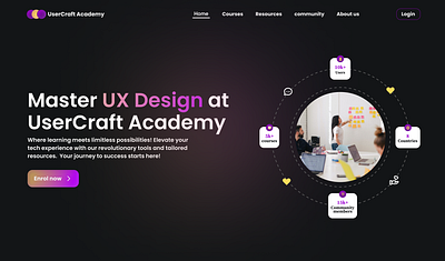 Hero section for a ux design academy herosection landingpage learning uidesign uxdesign webapp website