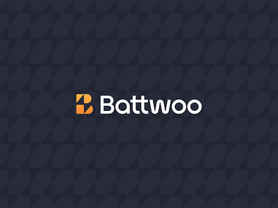 Battwoo | Logo and Brand Identity by Logolivery.com b letter brand identity branding dark blue design energy gradient graphic design graphite logo logotype orange pattern plus jakarta sans thunder vector white