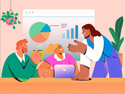 Meeting branding character conference design flat illustration infographic job meeting office team vector