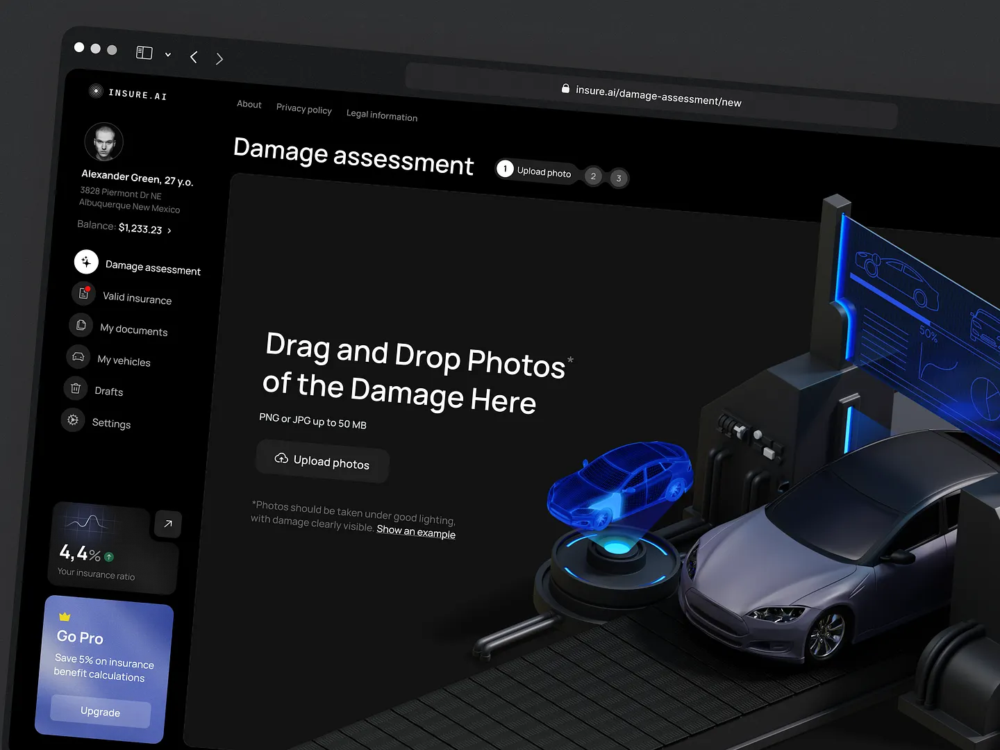 Innovative AI Car Insurance Website Design for Damage Assessment