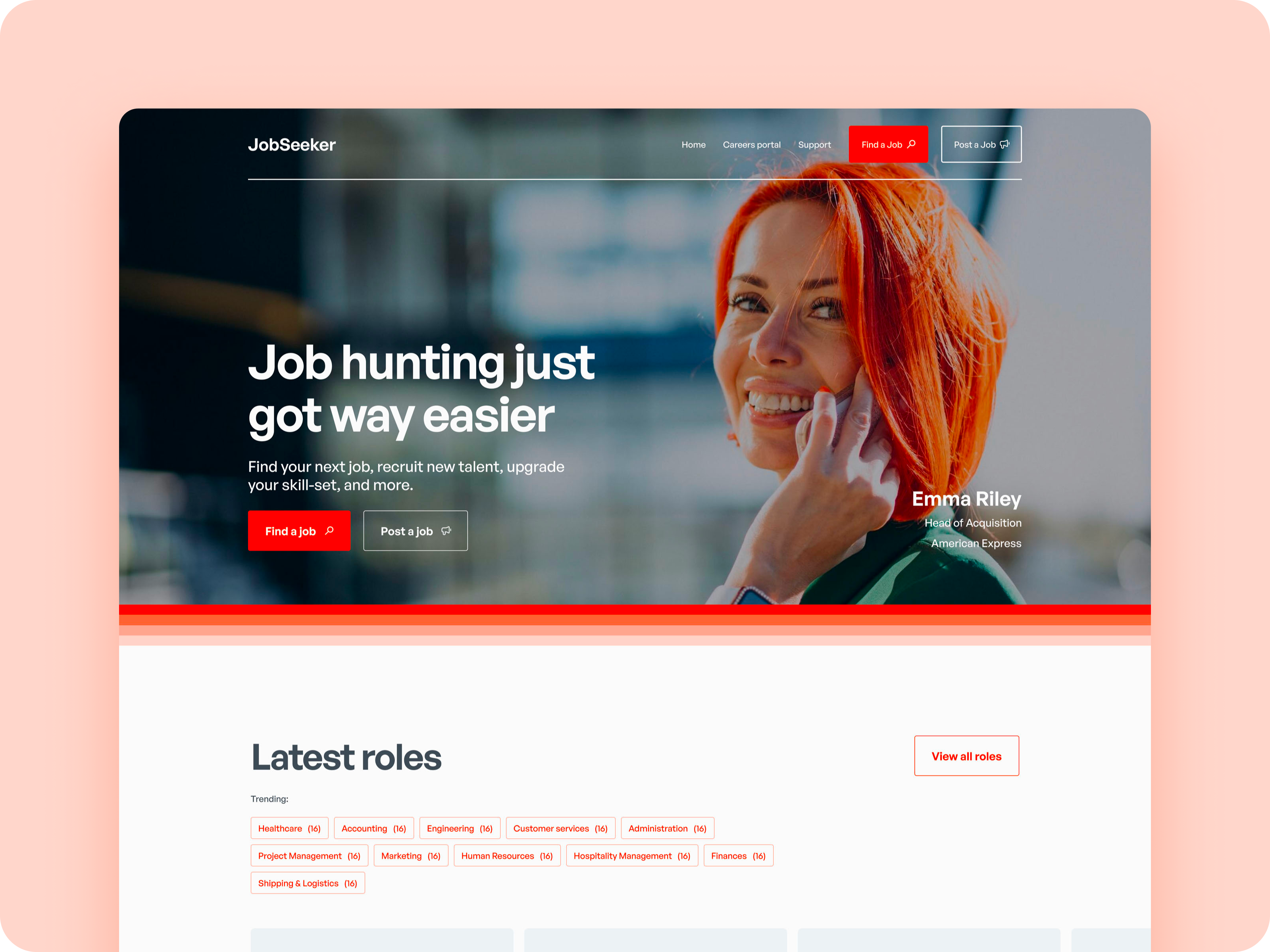 Job Portal design concept clean design colour theory design figma orange ui ux design web design