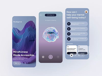 MindSight AI - AI Mental Health App and Tracking ai animation healthcare life sciences mental health mental health app ui