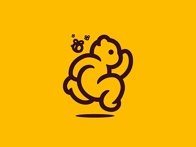 Running Bear Logo animal bear bee brand branding for sale honey logo mark nagual design run runner