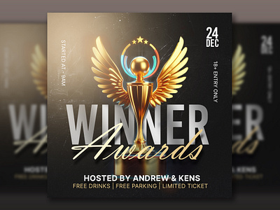 Winner Awards Ceremony Flyer Design banner branding creative design flyer graphic design mockup modern party photoshop poster print psd square square flyer trend visual