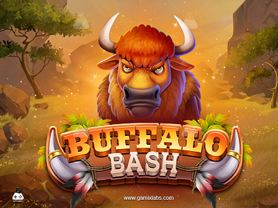 Cartoon Buffalo Bash: A Wild Slot Art Theme by Gamix Labs 2d artwork animation game characters game development gamix labs illustration slot slot animation slot art slot art and animation slot art services slot character slot services slot symbols