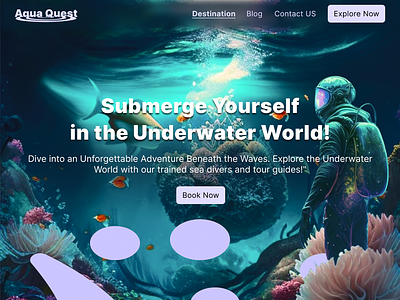 Aqua Quest - Underwater adventure adventure aquaquest branding figma scubadiving sea diving ui ux webpage