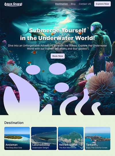 Aqua Quest - Underwater adventure adventure aquaquest branding figma scubadiving sea diving ui ux webpage