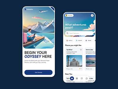 Hodophile | Travel Planner App UI app design logo travel ui ux