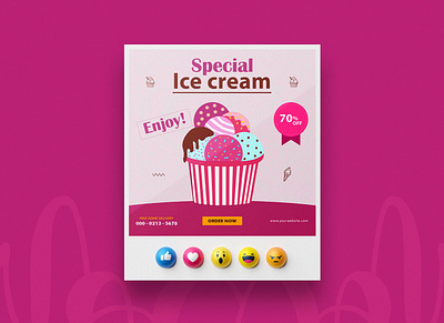 Ice - Cream | Social Media Post ads design branding design graphic design ice cream post marketing material design post design poster design sell post design social media social media post social post uiux