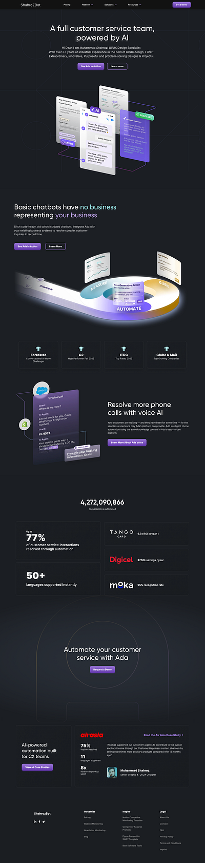 AI Chatbot App Landing page UI UX Design ai ai chatbot ai chatbots app design artificial intelligence landing page mobile app design muhammad shahroz ui ui ux designer user experience user interface ux web design web designer website