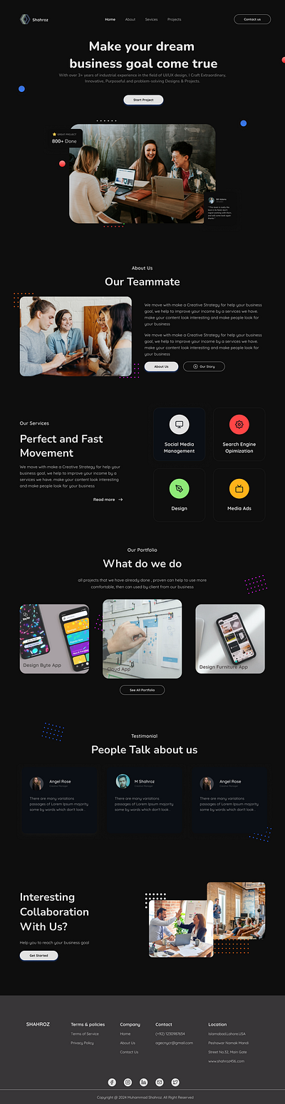 Creative Modern Agency Landing Page Design UI/UX 2024 muhammad shahroz ui