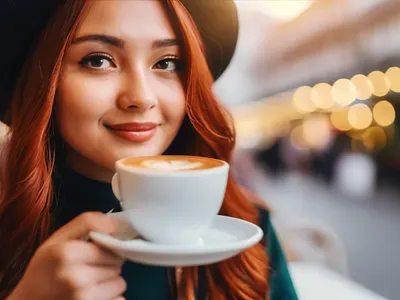 Cup of Coffee 3d animation branding character coffee design inspiration eyes flat design girl graphic design inspiration logo motion graphics paris red hair ui