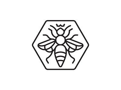 Bee Queen artwork bee branding graphic design hexagon icon icons insect insects line logo mark minimal nature queen