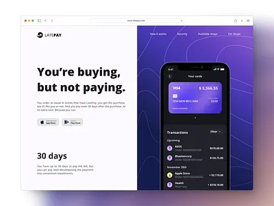 LatePay Finance App Landing Page adobe xd animation app app design bank app banking branding design figma finance finance managem hero section illustration landing page mobile ui ui design ux wallet webdesign