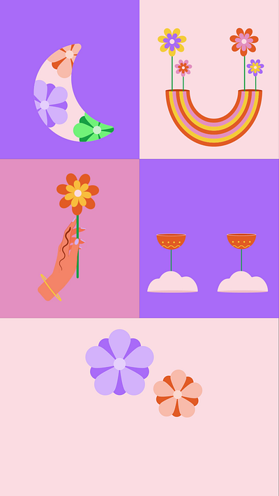 Spring 2d animation animation april branding cute design flat flowers gif graphic design illustration loop motion graphics rainbow spring ui vector
