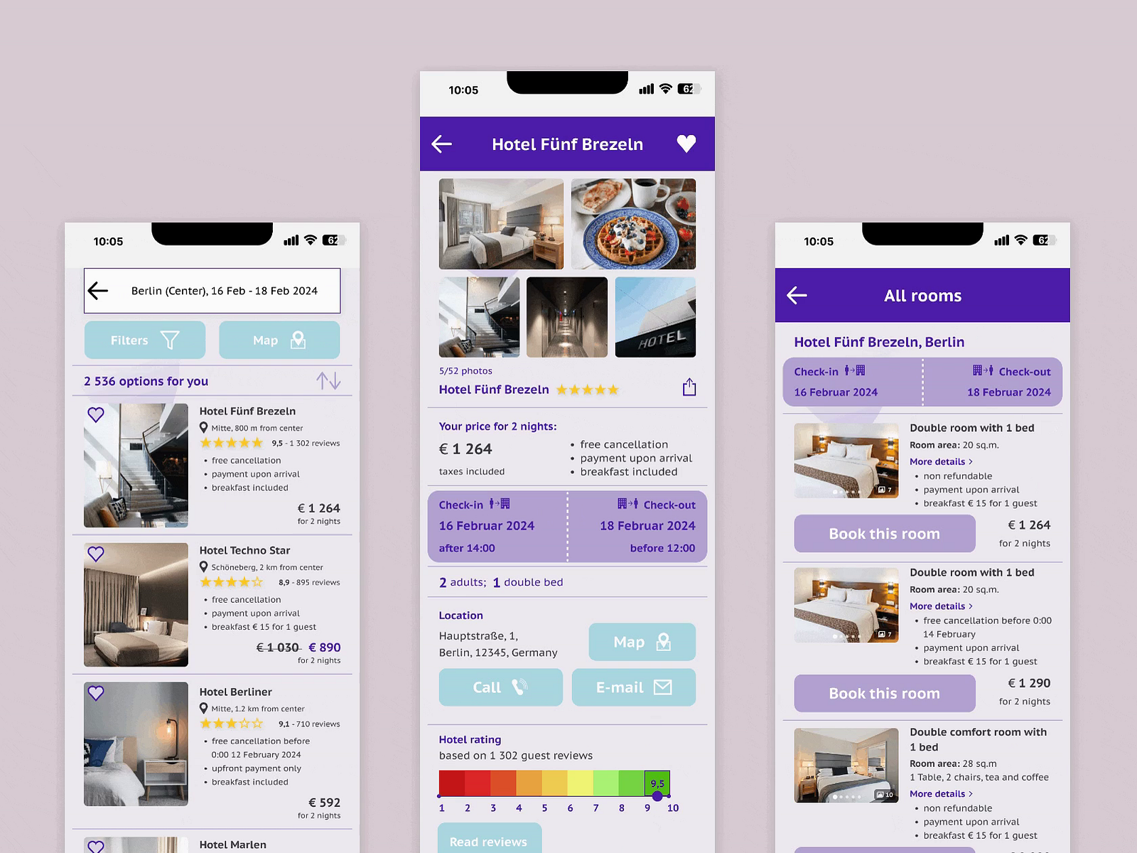 DreamHotel app - Hotel menu / Hotel page / Room menu by Maria on Dribbble