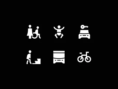 Study: Guidance Solid Icon Variation amenities branding design flat icons illustration illustrator logo minimal open source set solid transportation ui vector wayfinding