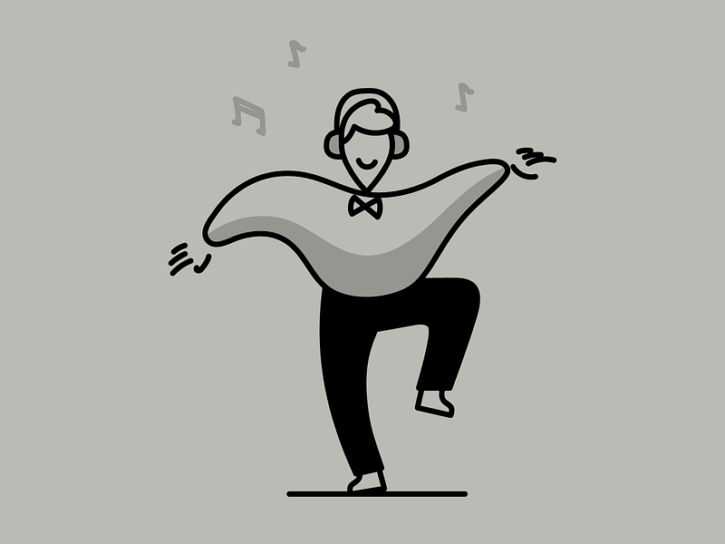 Ollie in the Groove character character design companion dance drawing editorial fun groove hand drawn human illustration illustration pack illustrator line line art minimal music playful quirky vector