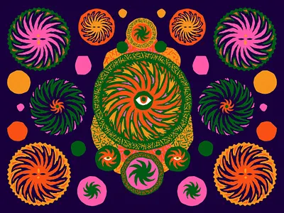 Deeper and Deeper alien art bright colorful futuristic galaxy illustration motion neon outlandish psychedelic starry stars sun vector