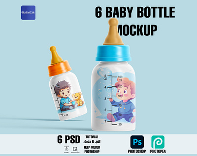 Baby Bottle Mockup, Milk Bottle mockup, Water Bottle Mockup baby bottle psd