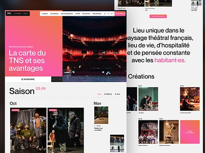 TNS - Theatre National de Strasbourg art artist billetterie booking event festival gradient interaction interface landing lineup motion design product design program show theatre ticketing ui design ux design website