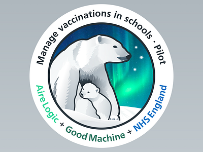 Manage vaccinations in schools – Pilot illustration patch polar bear sticker
