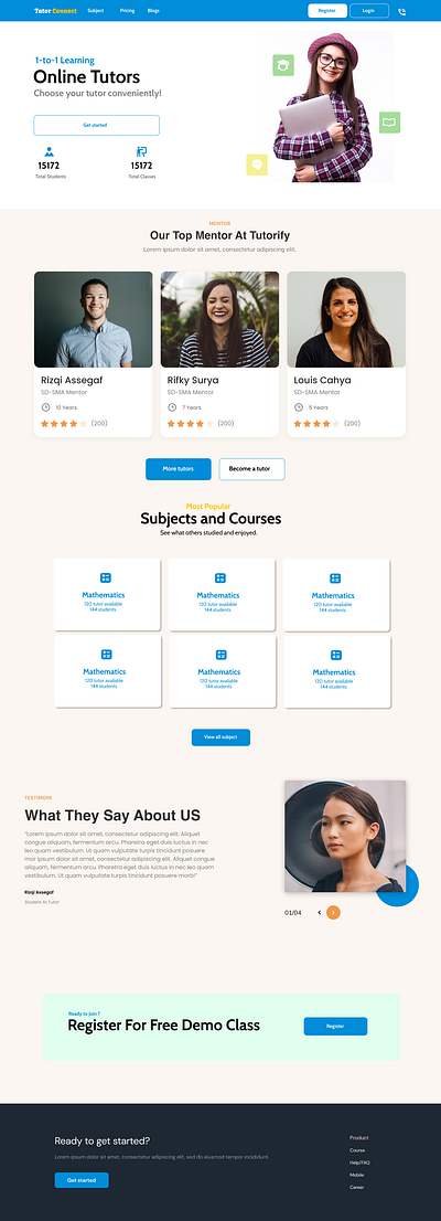 Tutor Website design figma uiux