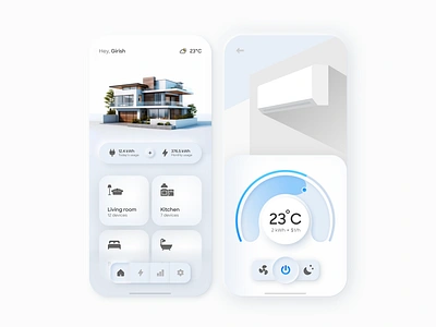 Smart Home IoT App Neumorphism UI Design device home automation iot neumorphism neumorphism design skeumorphism skeuomorphism smart app smart home smart home app smartapp smarthome smarthome app soft ui