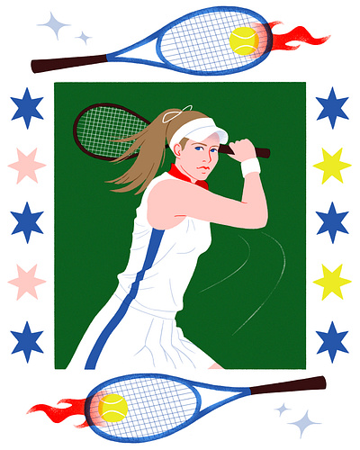 SMASH IT! digital drawing editorial fashion feminism illustration olympics portrait ribbon sport tennis woman woman empowerment