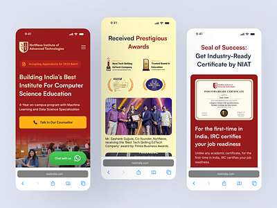 NIAT Mobile Version Designs edtech guruprakash hyderabad landing page mobile niat nxtwave product design ui ux