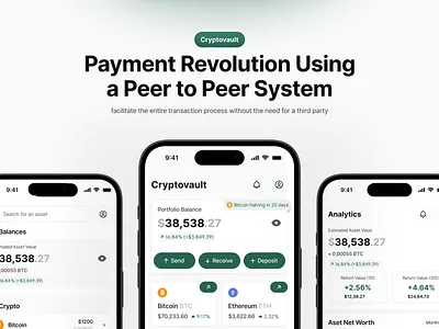 Cryptovault - Crypto Wallet Mobile Apps bitcoin crypto crypto wallet finance green ios mobile apps modern money payment simple ui wallet