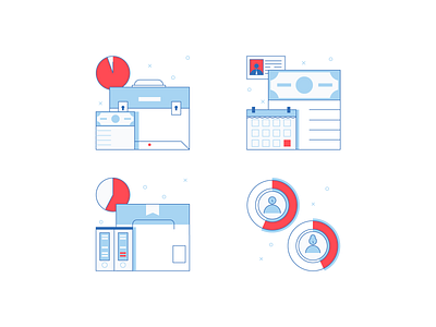 Icon Illustrations branding design graph graphic design icon illustration line marketing minimal money retro simple suitcase ui