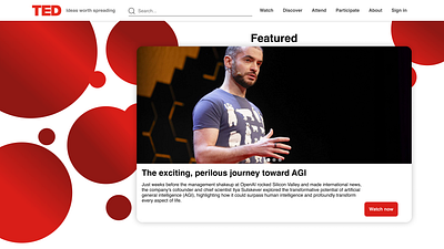 "TED" redesign main page red redesign stand up ted ui ux