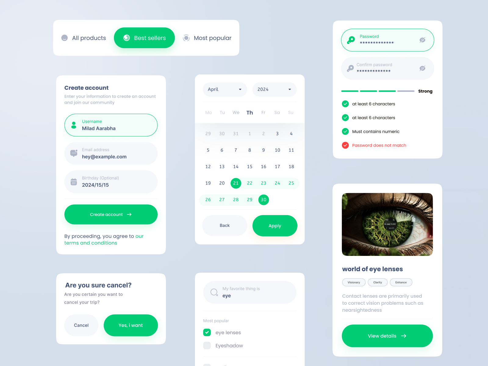 UI Component app card component concept dashboard date design input minimal product select statement ui uix ux web widget