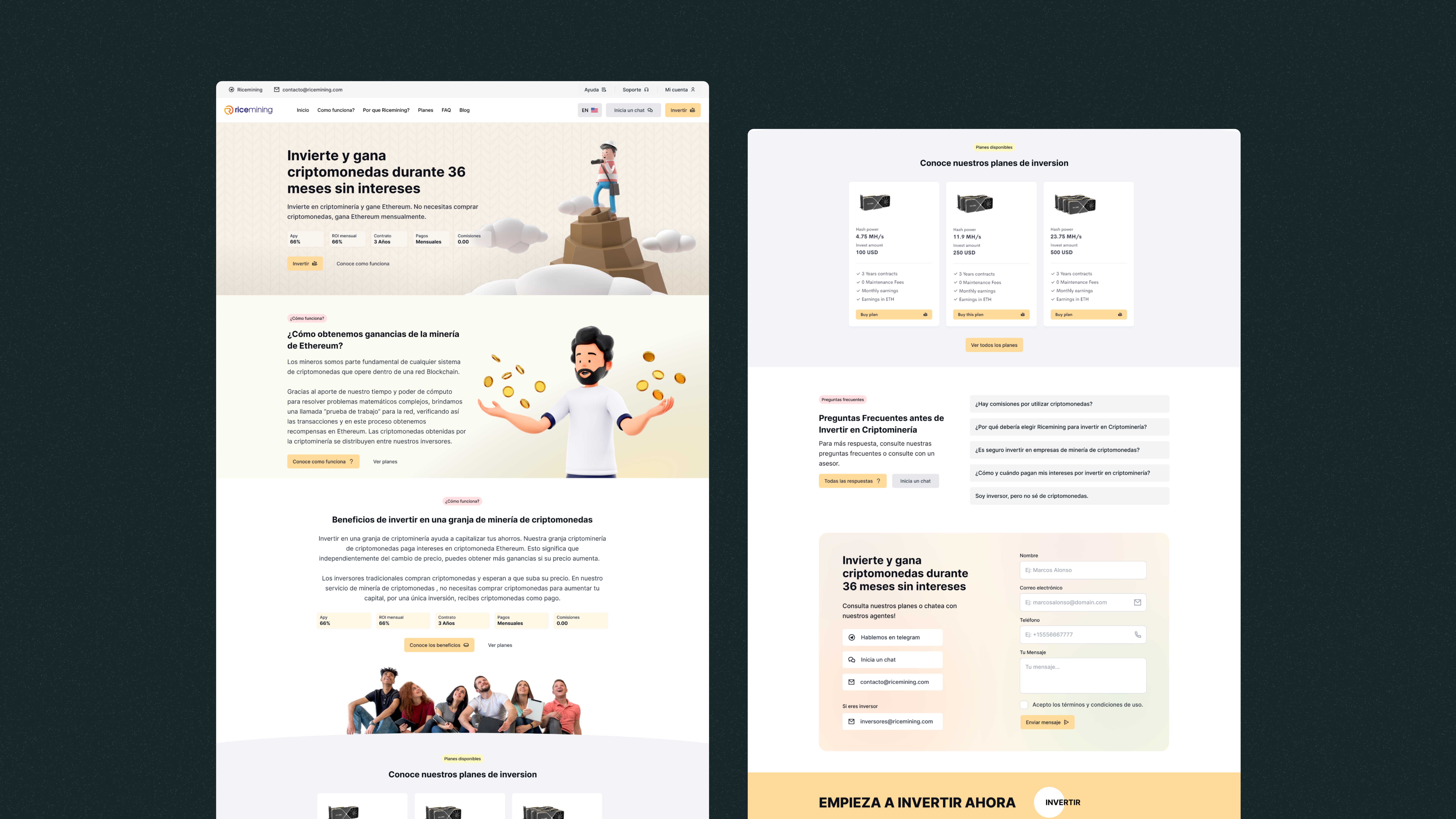 Ricemining website app design ui web