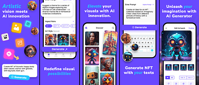 AI Image Generator App Screenshots Design app screenshots app store preview graphic design mockup design play store preview screenshots ui