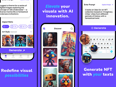 AI Image Generator App Screenshots Design app screenshots app store preview graphic design mockup design play store preview screenshots ui