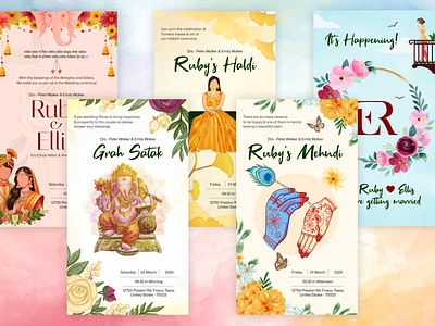 Storytelling Wedding Cards banner ads card design creative design design graphic design illustration invitation card motion graphics social media design thekishanmodi watercolor design wedding card