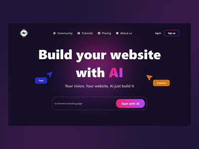 AI Website landing page adobe xd ai ai builder ai design ai website app design figma illustration landin bage landing page ui ui ux ui ux design ui design ui figma ui ux design user interface web design website