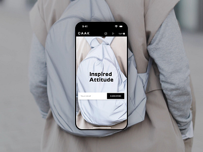 E-Commerce Subscribe Page animation background backpack blackwhite ecommerce fashion fullscreen jitter minimal mobile newsletter ui webdesign