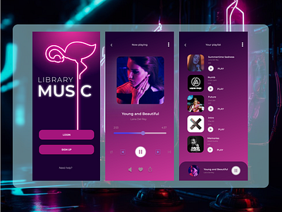 "Library music" app app branding design graphic design mob mobile app ui