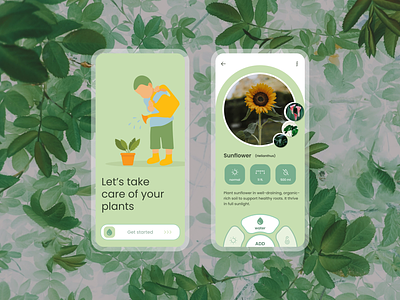 Plant maintenance application garden garden care green maintainance minimal mobile app ui mockup modern plant care plants app plants application plants water app save green trees ux design water app water for plants