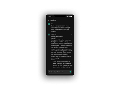 AI Chat Interface dark theme mobile ui ui