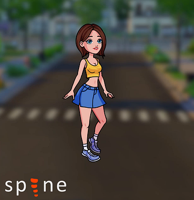 GIRL_WALK 2d animation girl spine walk