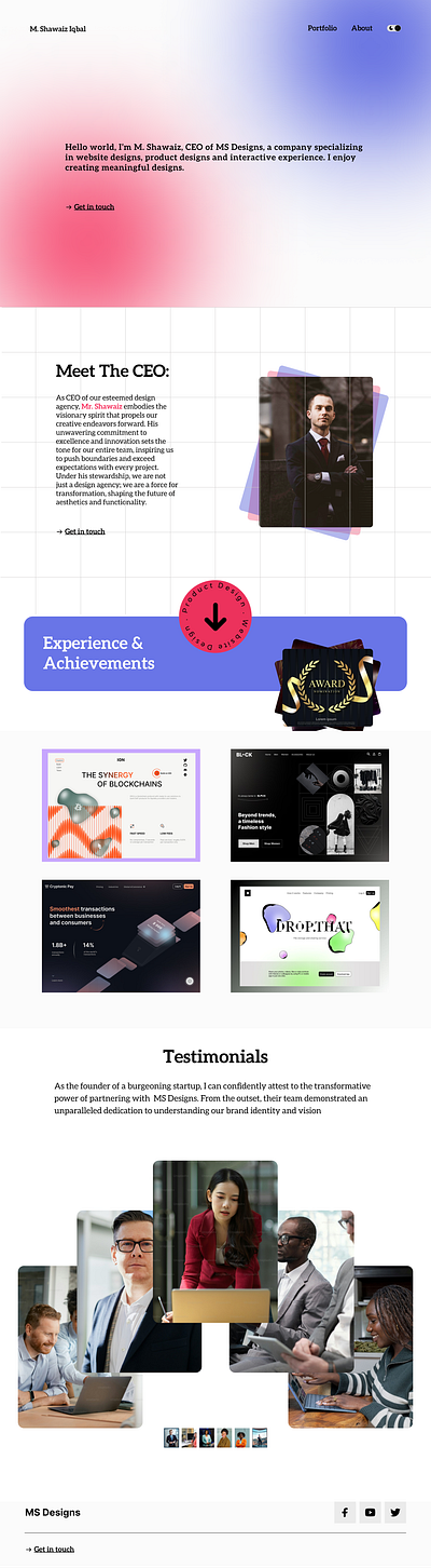 CEO Personal Website Light Mode ceo website gradient inspiration inspo landing page light mode personal website portfolio website ui ux