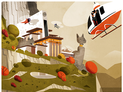 Cat base city design illustration illustrator minimalist texture vector
