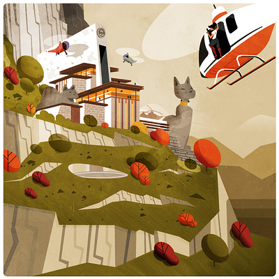Cat base city design illustration illustrator minimalist texture vector